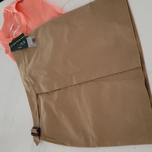 NWT LAUREN, RALPH LAUREN Front Button Skirt Size 6, Tan